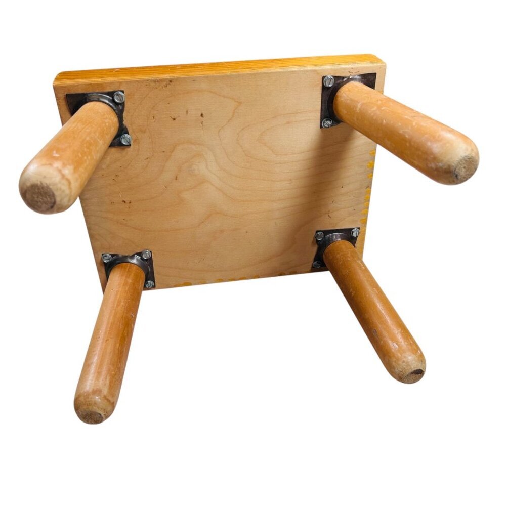 Personalized Wooden Stool Multicolor Puzzle Matthew Handcrafted - Picture 5 of 5